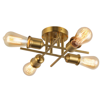 Dainolite Nebraska 4 Light Semi-flush Mount Aged Brass Finish Lamp|Plafonnier semi-affleuré Nebraska de Dainolite avec fini laiton vieilli et 4 ampoules