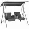 Outsunny 2-seat Patio Swing Chair With Adjustable Canopy, Centre Table