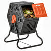 Outsunny 17 Gallon Compost Bin, Rotating Composter, Compost Tumbler with 24 Ventilation Openings and Steel Legs, Orange