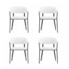 Belle Modern Metal Upholstered Dining Chair in White - Set of 4