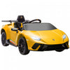 Qaba 12v Electric Powered Ride-On Car For Kids, Lamborghini Huracan Licensed Kids Car With Remote Control, Spring Suspension, Transport Wheels, Soft Start, Led Light, Music, For 3-6 Years, Yellow