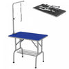 Pawhut Dog Grooming Table With Adjustable Grooming Arm, Pet Grooming Table For Dogs With Storage Shelf, Foldable Design Stainless Steel For All Sizes Dogs Cats, Blue