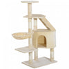 Pawhut 49\" Cat Tree With Hammock, Cat Condo Tower With Scratching Post For Indoor Cats, Beige