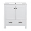Erica 30\" Solid Wood Bathroom Vanity With Single Ceramic Sink, Soft-close Doors, And Multifunctional Storage - White