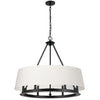 Dainolite Colby 6 Light Chandelier Matte Black 1 White Shade Lamp