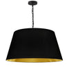 Dainolite Brynn 1 Light Pendant Large Black Finish Black/Gold Shade Lamp