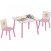 Qaba 3-Piece Kids Table and Chair Set, Toddler Table and Chair Set with Star Pattern for Boys and Girls Aged 3-8, Bedroom, Nursery, Playroom, Pink