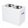Pawhut Elevated Dog Bowls For Large Dogs With Storage Dog Pet Diner Function 2 Stainless Steel Dog Bowls Elevated Base For Big-sized Dogs And Other Large Pets, White