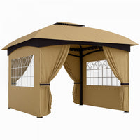 Outsunny 11' X 11' Outdoor gazebo with Curtains, Church Windows, Beige