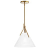 Dainolite Nicole 1 Light Pendant Aged Brass White Opal Glass Lamp