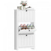 HOMCOM Narrow Shoe Cabinet with 3 Flip Drawers, Shoe Storage Cabinet, White