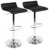 LumiSource Ale Black Fabric Contemporary Adjustable Height Barstool with Swivel - Set of 2