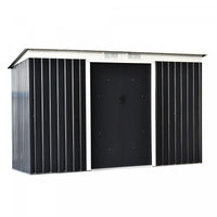 Outsunny 9' X 4' Metal Storage Shed, Garden Tool House With Floor Foundation, Double Sliding Doors,