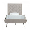Crosby Modern Upholstered Velvet Twin Bed in Greige