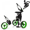 Goplus Folding 3 Wheels Golf Push Cart W/seat Scoreboard Adjustable Handle Green