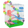 Pawhut 5 Tiers Hamster Cage Portable Animal Travel Carrier Habitat With Exercise Wheels Play Tube Water Bottle Dishes House Ladder For Mice Gerbils Green
