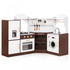 Costway Corner Play Kitchen With Ice Maker Microwave Oven For Kids 3+ Years Old Wooden Toy