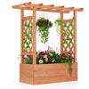 Costway 1 Pcs Wooden Raised Garden Bed With Trellis & Hanging Roof Drainage Elevated Planter Box