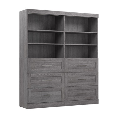 Bestar Pur 72 W Closet Organizer with Drawers - Bark Grey|Organisateur de garde-robe Pur de Bestar de 72 po (L) avec tiroirs - gris écorce