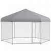 Pawhut Outdoor Dog Kennel Dog Run With Waterproof, Uv Resistant Cover For Medium And Large Sized Dogs, 13.4' X 11.5' X 8.8', Silver