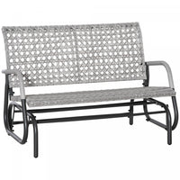 Outsunny 2 Seater Wicker Outdoor Glider Bench, Mixed Grey