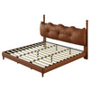 Emma Faux Leather Platform Bed Frame with Headboard,King Size,Brown King Bed