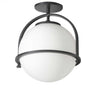 Dainolite Paola 1 Light Semi-flush Mount Matte Black White Opal Glass Lamp