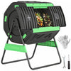 Outsunny Compost Bin Outdoor, 53 Gal Dual Chamber Tumbling Composter with Adjustable Vents, BPA Free Rotating Tumbling Composter with 2 Sliding Doors for Garden, Yard, Green