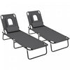 Outsunny 2pcs Adjustable Outdoor Lounge Chair, Garden Folding Chaise Lounge