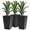 Outsunny Set Of 3 Tall Planters With Drainage Hole, Outdoor & Indoor Flower Pot Set For Front Door, Entryway, Patio And Deck, Black