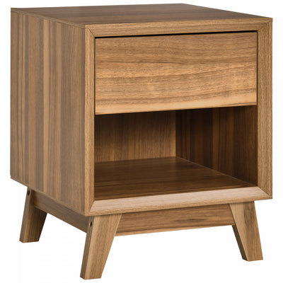 HOMCOM Bedside Table Storage Organizer Side Table with Drawer and Shelf