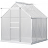 Outsunny 6' X 6' Aluminum Greenhouse Polycarbonate Walk-in Garden Greenhouse Kit With Adjustable Roof Vent, Rain Gutter And Sliding Door For Winter, Clear