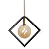Dainolite Glasgow 1 Light Pendant Matte Black/Vintage Bronze Finish Champagne Glass Lamp