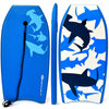 Goplus 33'' Lightweight Super Bodyboard Surfing W/leash Eps Core Boarding Blue Shark