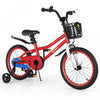 Costway 18\" Kid's Bike With Removable Training Wheels & Basket For 4-8 Years Old Red