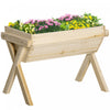 Outsunny Elevated Planter Box With Legs, Wooden Raised Garden Bed With Bed Liner And Drainage Holes, For Backyard, Patio To Grow Vegetables, Herbs, And Flowers