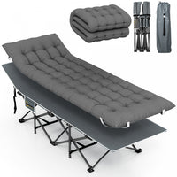 Outsunny Camping Cot For Adults With Mattress, Folding Bed, Dark Grey
