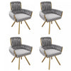 Timothy Velvet Swivel Dining Chairs with Tufted Upholstered and Metal Legs Set of 4, Grey