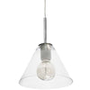 Dainolite Roswell 1 Light Pendant Large Satin Chrome Clear Glass Lamp