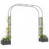 Outsunny Garden Arch with 2 Planter Boxes, Outdoor Trellis Arbor, Black