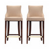 Shubert Modern Wood Upholstered Barstool in Tan - Set of 2