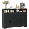 HOMCOM Sideboard, Buffet Cabinet with 4 Barn Doors and 3 Drawers Black