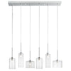 Dainolite Industrial Chic 6 Light Horizontal Pendant Polished Chrome Finish Clear Glass Lamp