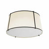 Dainolite Trapezoid 3 Light Flush Mount Tapered Drum Shaped Black/Cream Shade White Fabric Diffuser Lamp