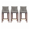 Shubert Modern Wood Upholstered Barstool in Dark Taupe - Set of 3