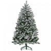 Homcom 5ft Flocked Artificial Christmas Tree With Metal Stand, Hinged Tips