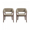 Blake Modern Faux Mohair Wood Armchair in Linen - Set of 2 Dining Chair