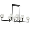 Dainolite Nora 8 Light Horizontal Chandelier Matte Black Clear Glass Lamp