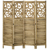 Homcom 4 Panel Room Divider, 5.6 Ft Folding Privacy Screens, Brown