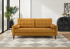 Upholstered Sofa, 75\"L, Decorative Pillows, Solid Wood Legs, Orange Fabric, Mid-Century Sofa
